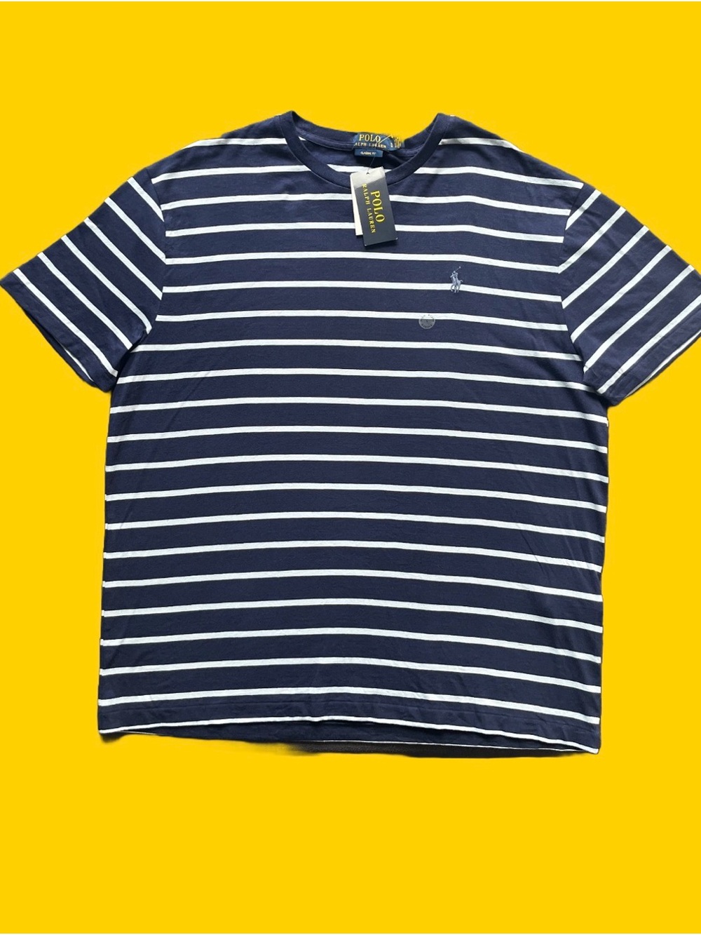 Polo by Ralph Lauren Men’s Navy & White Stripe Crew Neck Tee